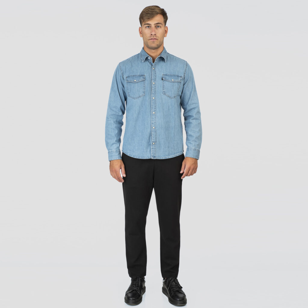 261DS-5068 NOS DENIM SHIRTS WITH SNAP BUTTONS LIGHT DENIM BLUE
