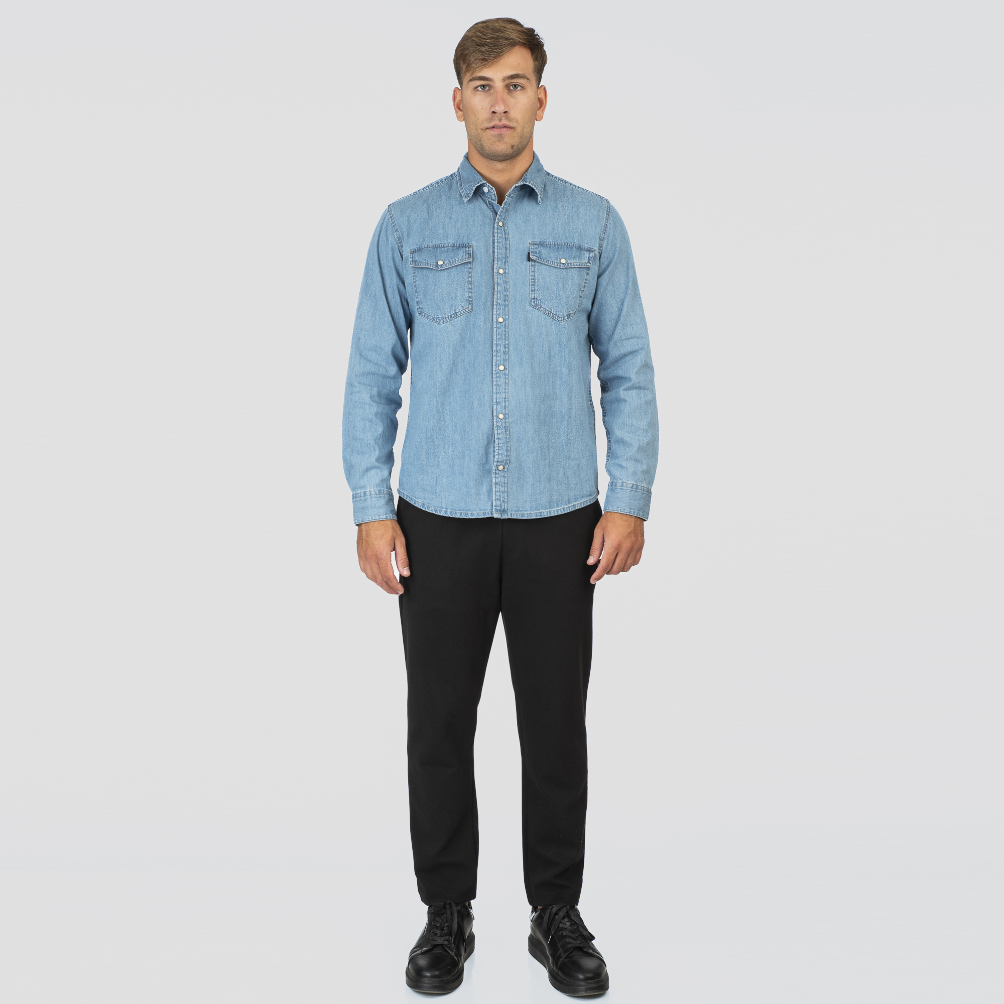 261DS-5068 NOS DENIM SHIRTS WITH SNAP BUTTONS LIGHT DENIM BLUE - Image 2