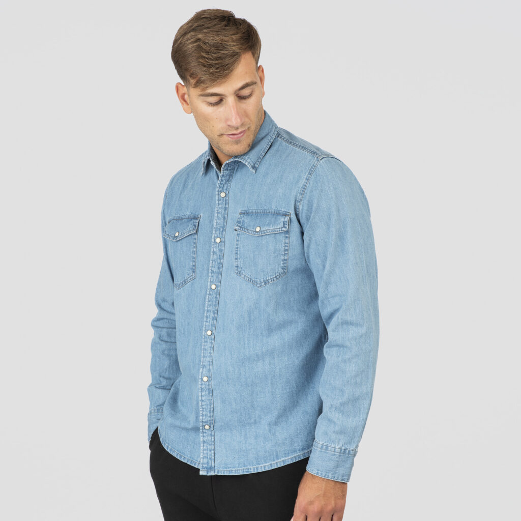 261DS-5068 NOS DENIM SHIRTS WITH SNAP BUTTONS LIGHT DENIM BLUE