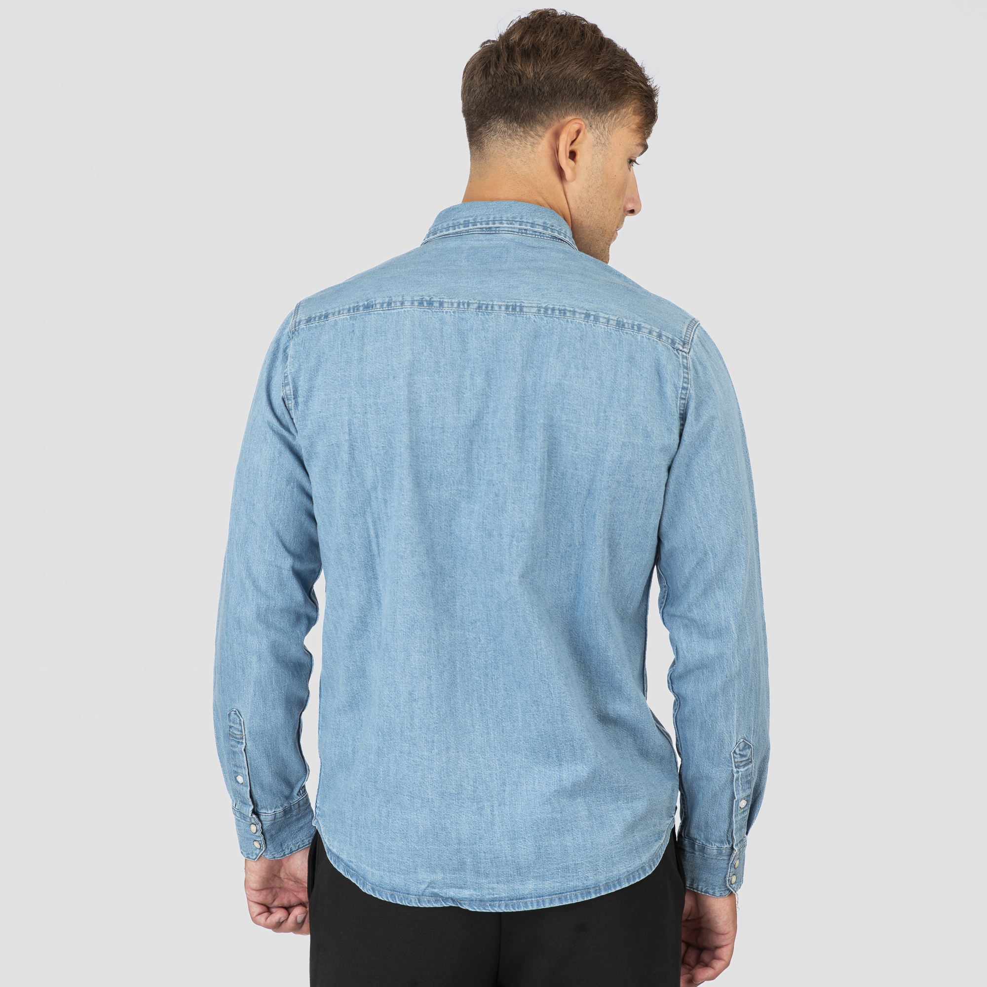 261DS-5068 NOS DENIM SHIRTS WITH SNAP BUTTONS LIGHT DENIM BLUE - Image 4