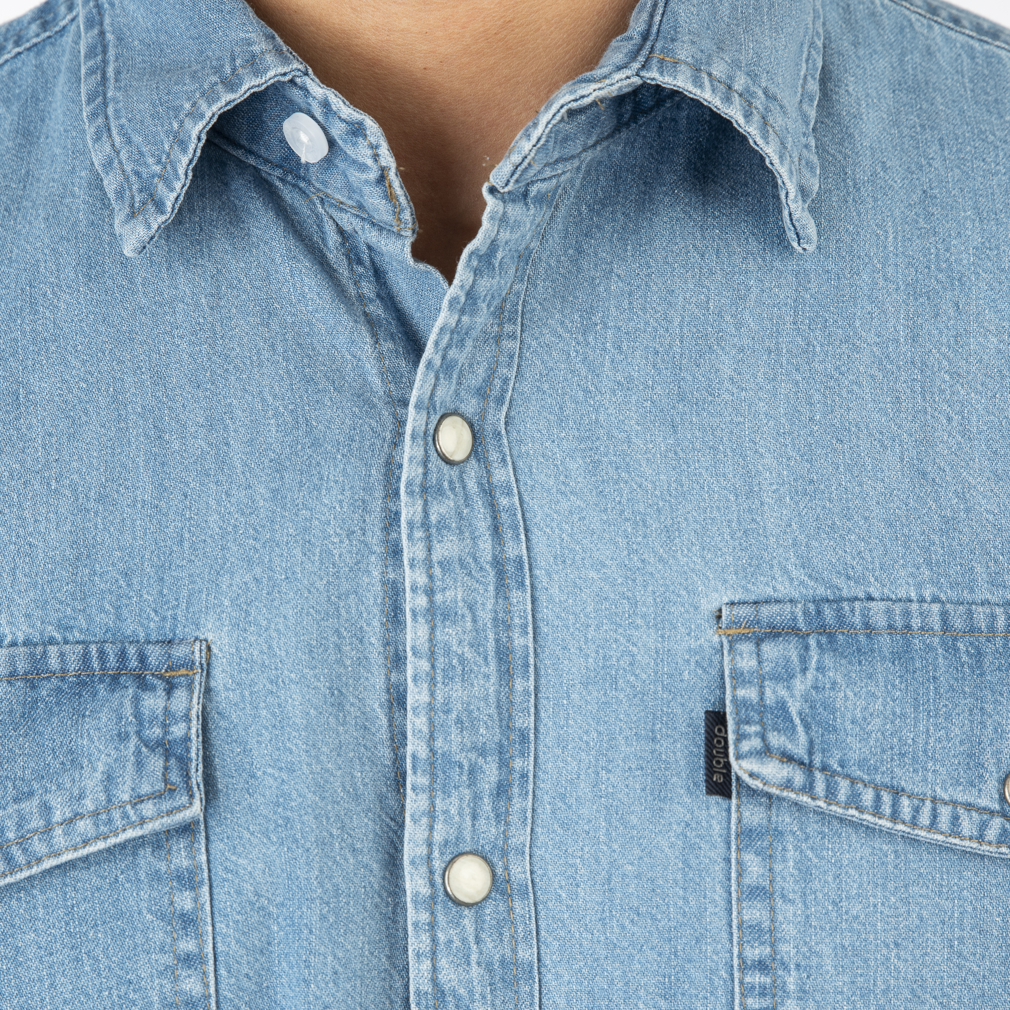 261DS-5068 NOS DENIM SHIRTS WITH SNAP BUTTONS LIGHT DENIM BLUE - Image 5
