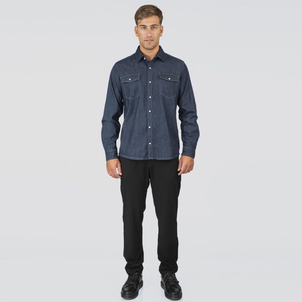 251DS-5128 NOS DENIM SHIRTS WITH SNAP BUTTONS DARK BLUE DENIM