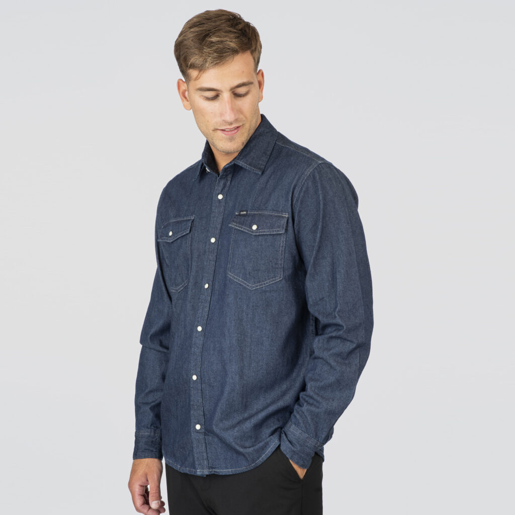 251DS-5128 NOS DENIM SHIRTS WITH SNAP BUTTONS DARK BLUE DENIM