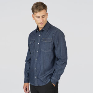 251DS-5128 NOS DENIM SHIRTS WITH SNAP BUTTONS DARK BLUE DENIM - Image 3