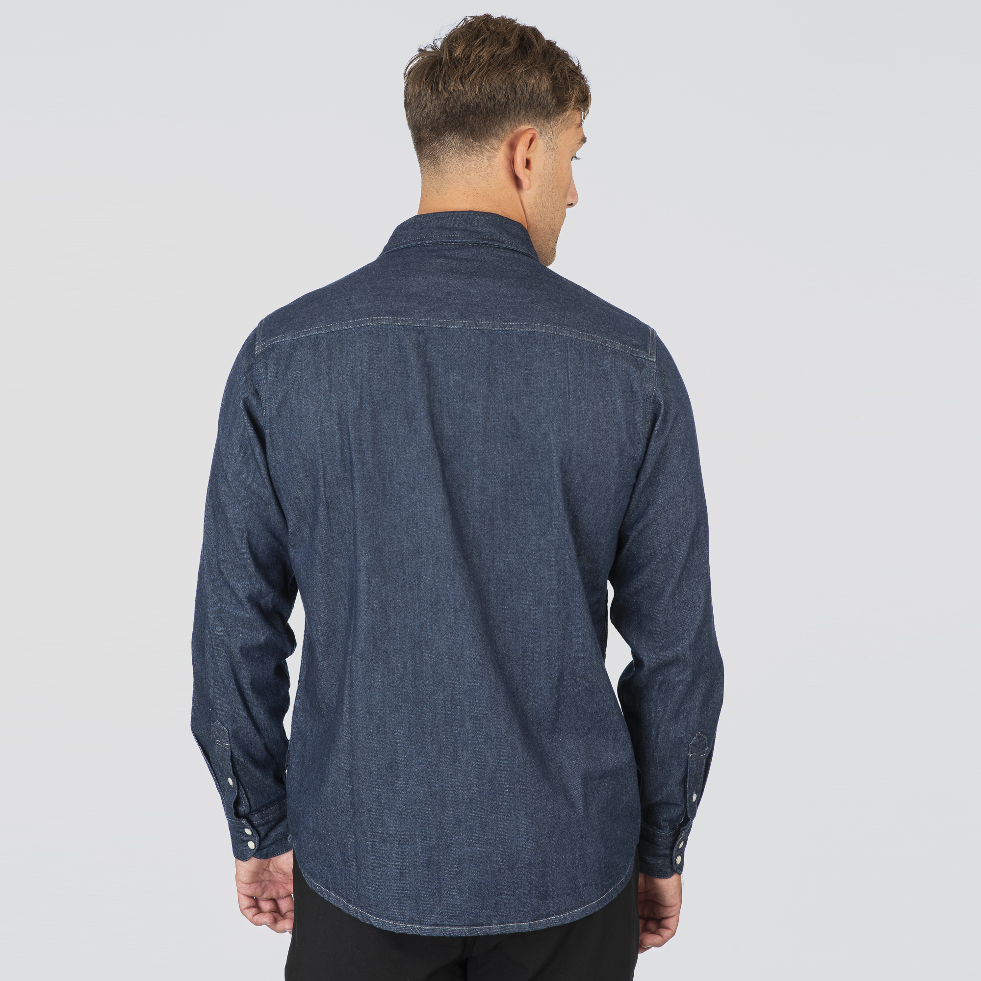 251DS-5128 NOS DENIM SHIRTS WITH SNAP BUTTONS DARK BLUE DENIM - Image 4