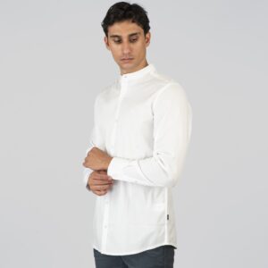 261FS-5120 NOS SHIRTS WITH MAO COLLAR AND CHEST DENSE EMBROIDERY WHITE - Image 3