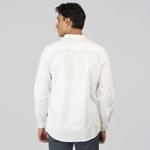 261FS-5120 NOS SHIRTS WITH MAO COLLAR AND CHEST DENSE EMBROIDERY WHITE