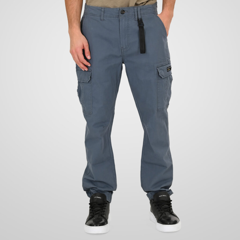 261CCP-4097 PANTS CARGO WITH ELASTIC TAPE HEM STONE BLUE