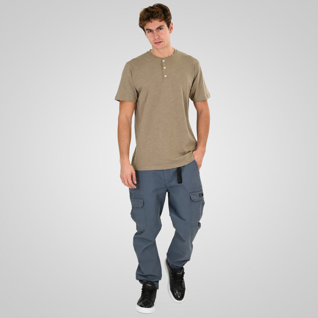 261CCP-4097 PANTS CARGO WITH ELASTIC TAPE HEM STONE BLUE