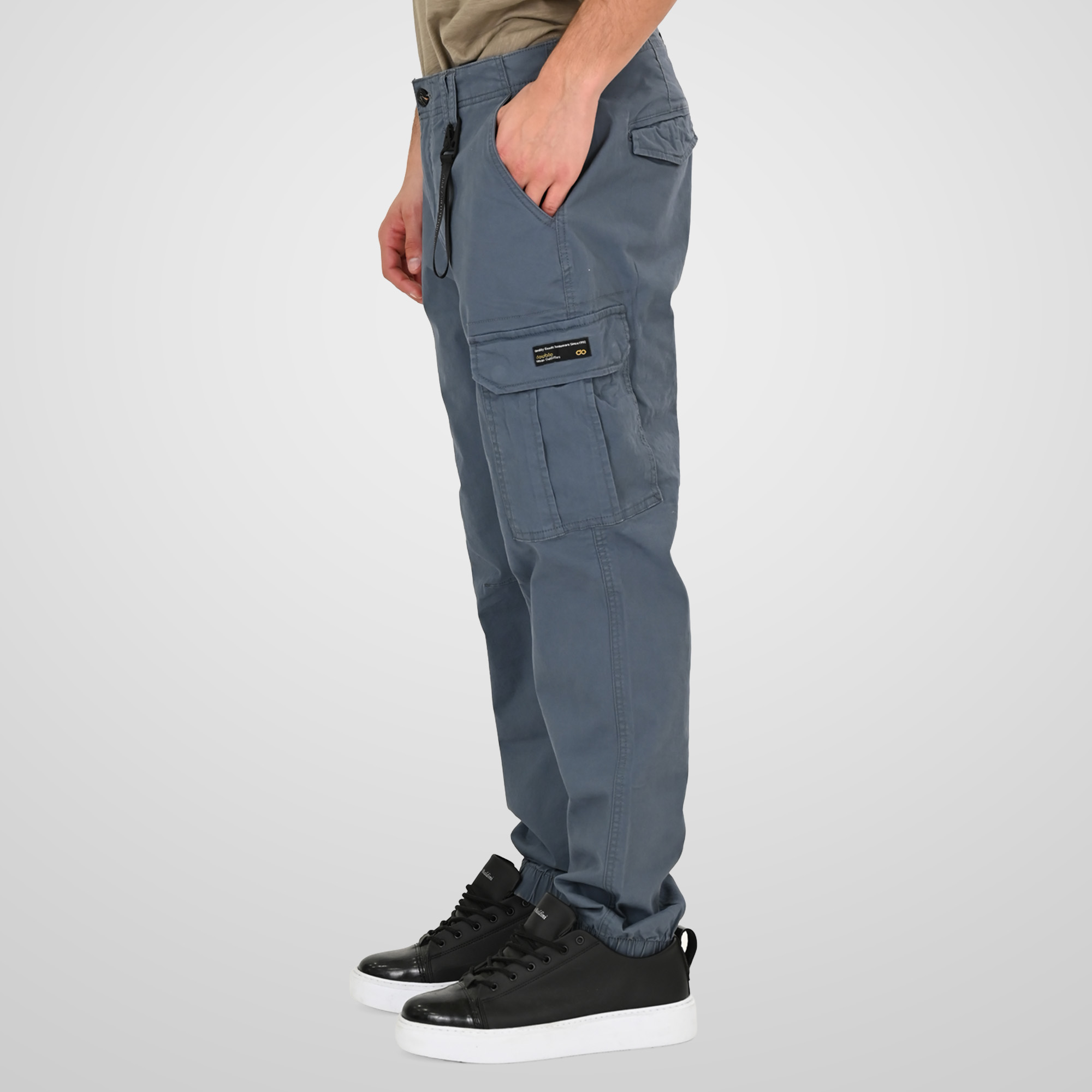 261CCP-4097 PANTS CARGO WITH ELASTIC TAPE HEM STONE BLUE - Image 3