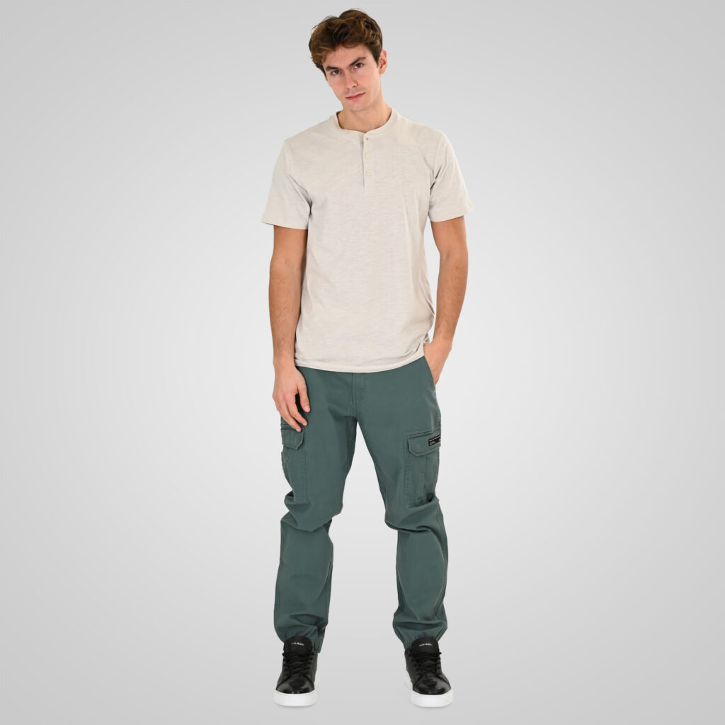 261CCP-4097 PANTS CARGO WITH ELASTIC TAPE HEM JADE