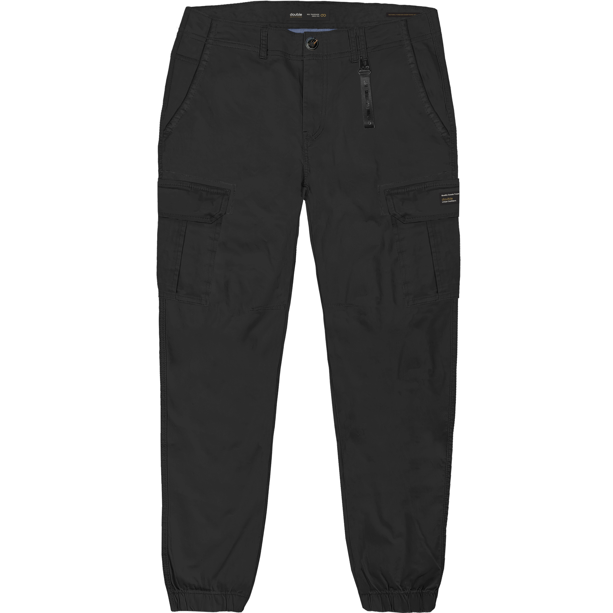 261CCP-4097 PANTS CARGO WITH ELASTIC TAPE HEM BLACK - Image 1