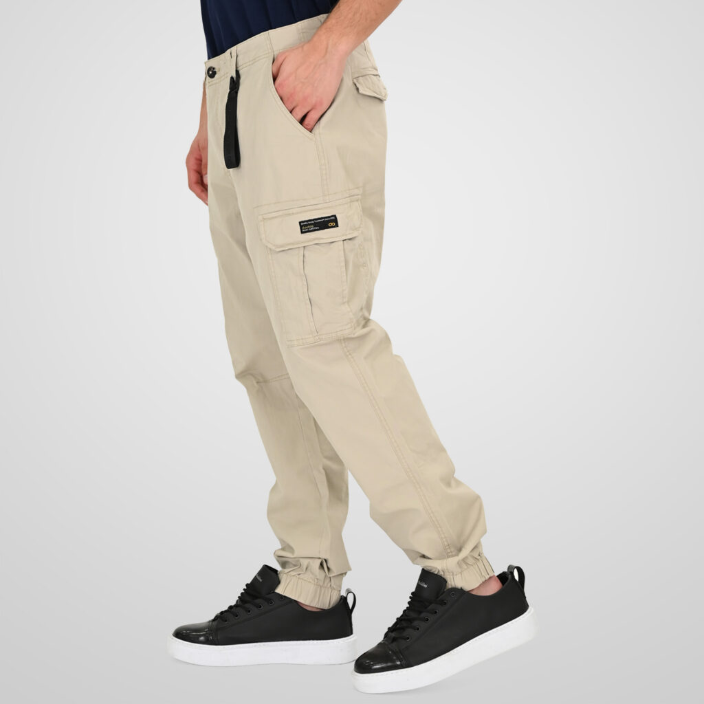 261CCP-4097 PANTS CARGO WITH ELASTIC TAPE HEM ICE GREY