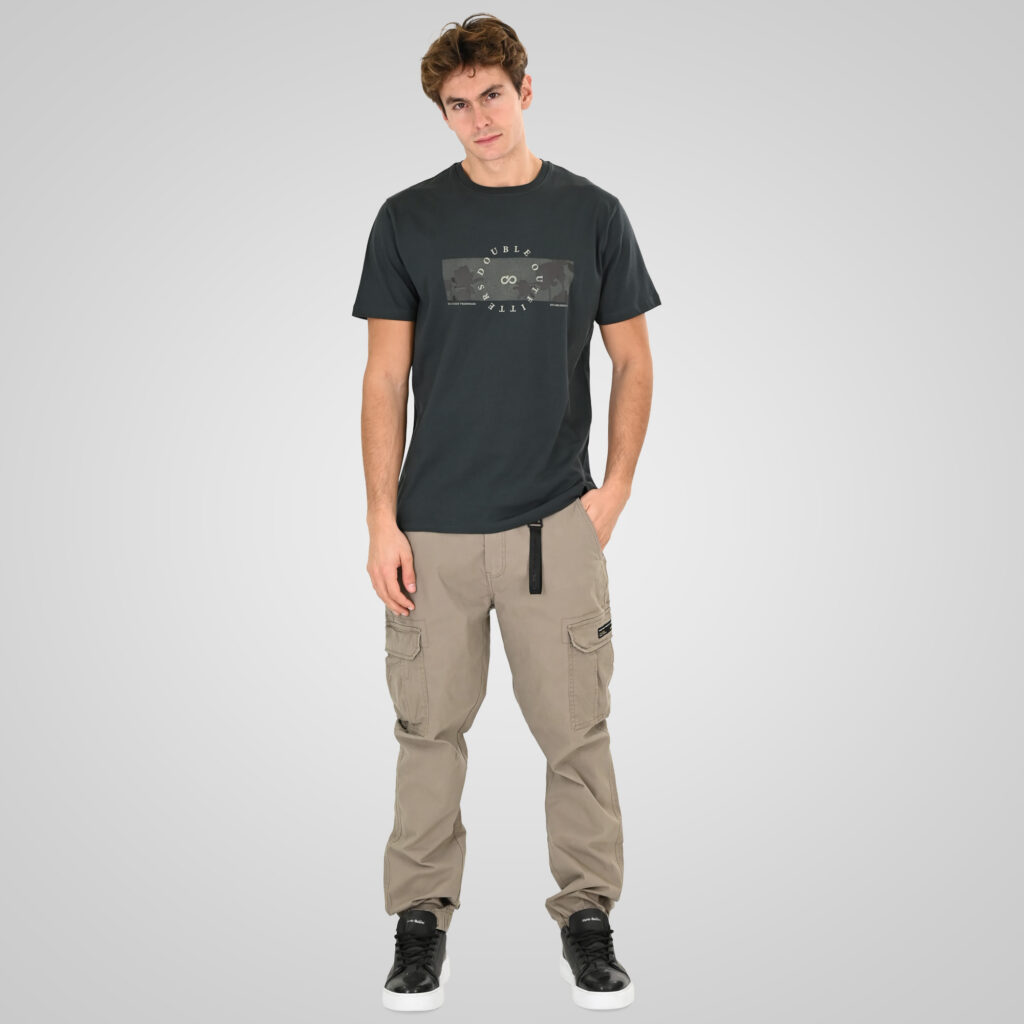261CCP-4097 PANTS CARGO WITH ELASTIC TAPE HEM STEEPLE GREY