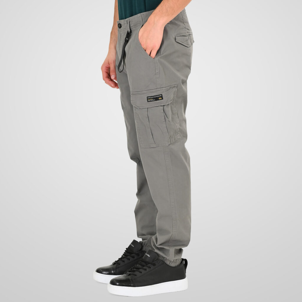 261CCP-4097 PANTS CARGO WITH ELASTIC TAPE HEM LT CHARCOAL