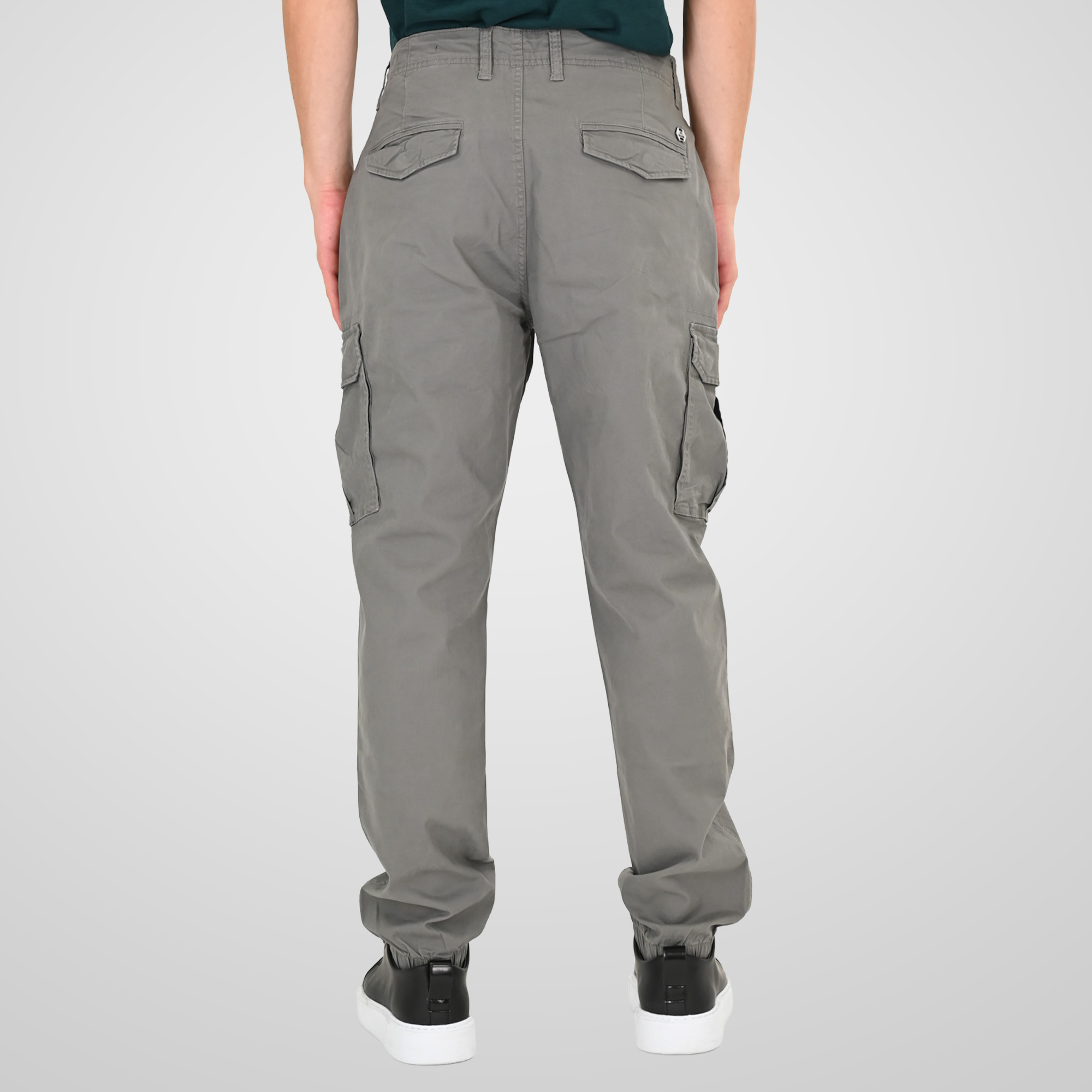 261CCP-4097 PANTS CARGO WITH ELASTIC TAPE HEM LT CHARCOAL - Image 4