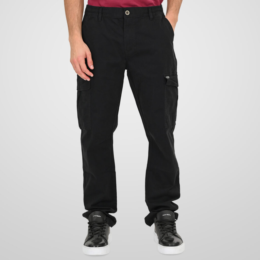 261CCP-4098 CHINOS CARGO PANTS WITH ELASTIC WAISTBAND BLACK