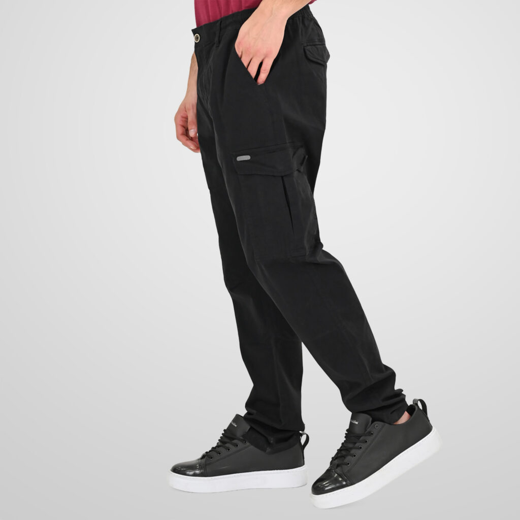 261CCP-4098 CHINOS CARGO PANTS WITH ELASTIC WAISTBAND BLACK