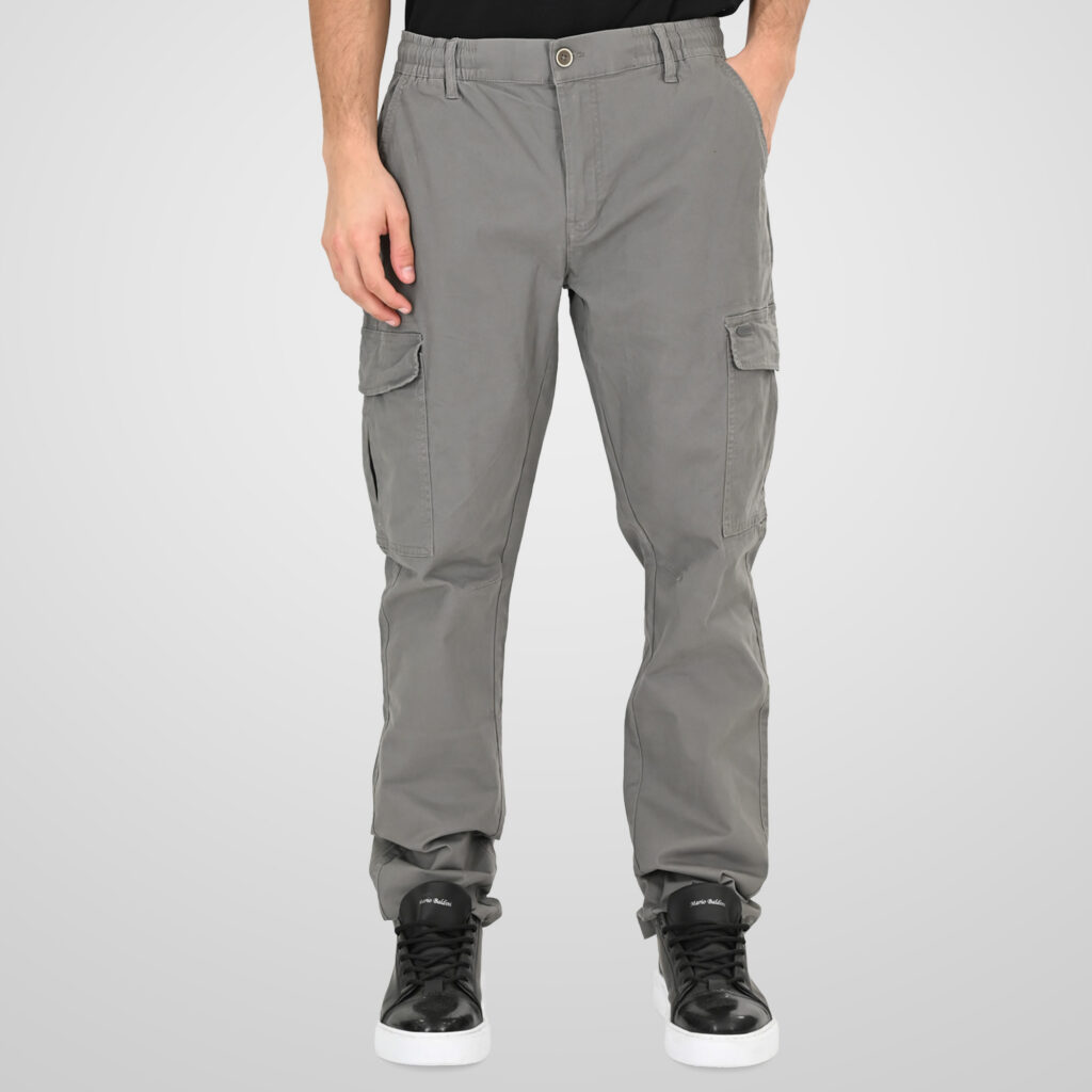 261CCP-4098 CHINOS CARGO PANTS WITH ELASTIC WAISTBAND LT CHARCOAL