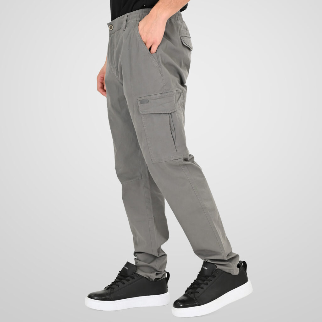 261CCP-4098 CHINOS CARGO PANTS WITH ELASTIC WAISTBAND LT CHARCOAL