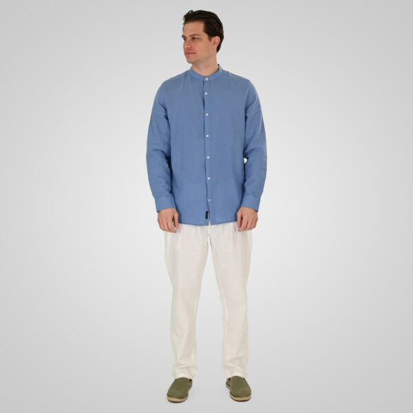 261CP-4104 CHINOS LINEN BLEND PANTS WITH ELASTICATED WAISTBAND LINEN WHITE