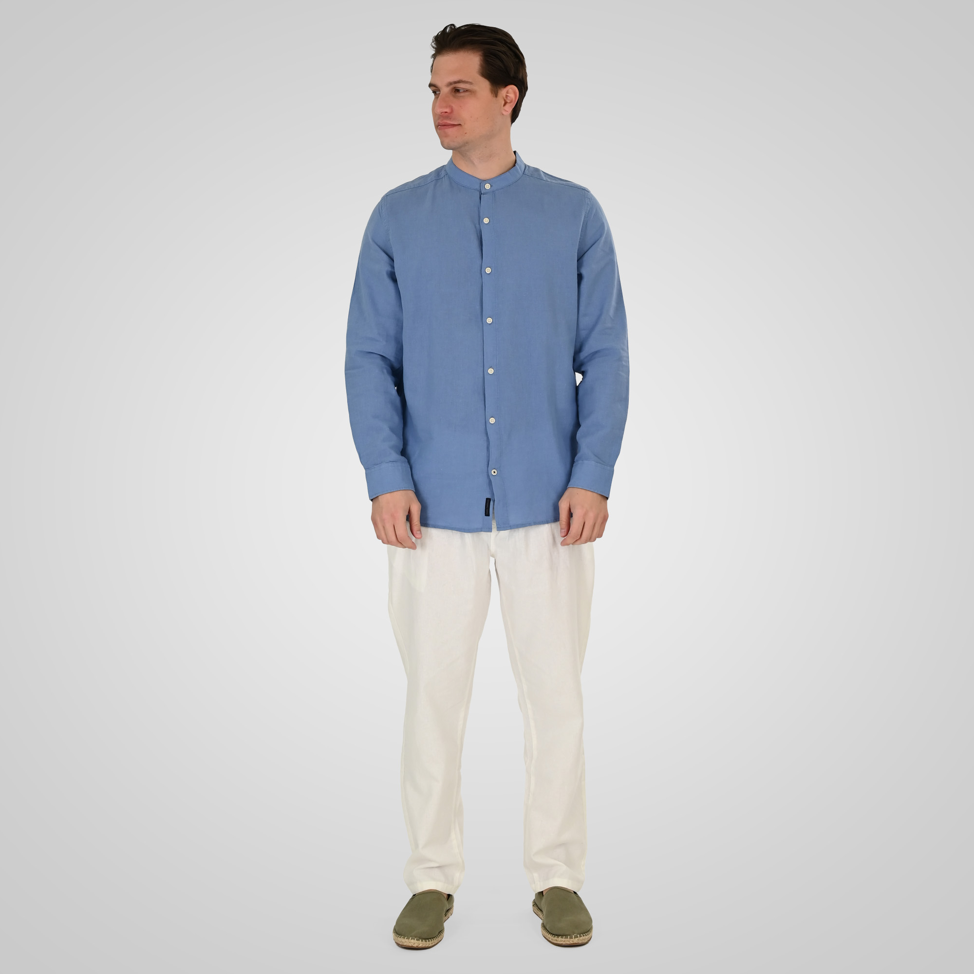 261CP-4104 CHINOS LINEN BLEND PANTS WITH ELASTICATED WAISTBAND LINEN WHITE - Image 2