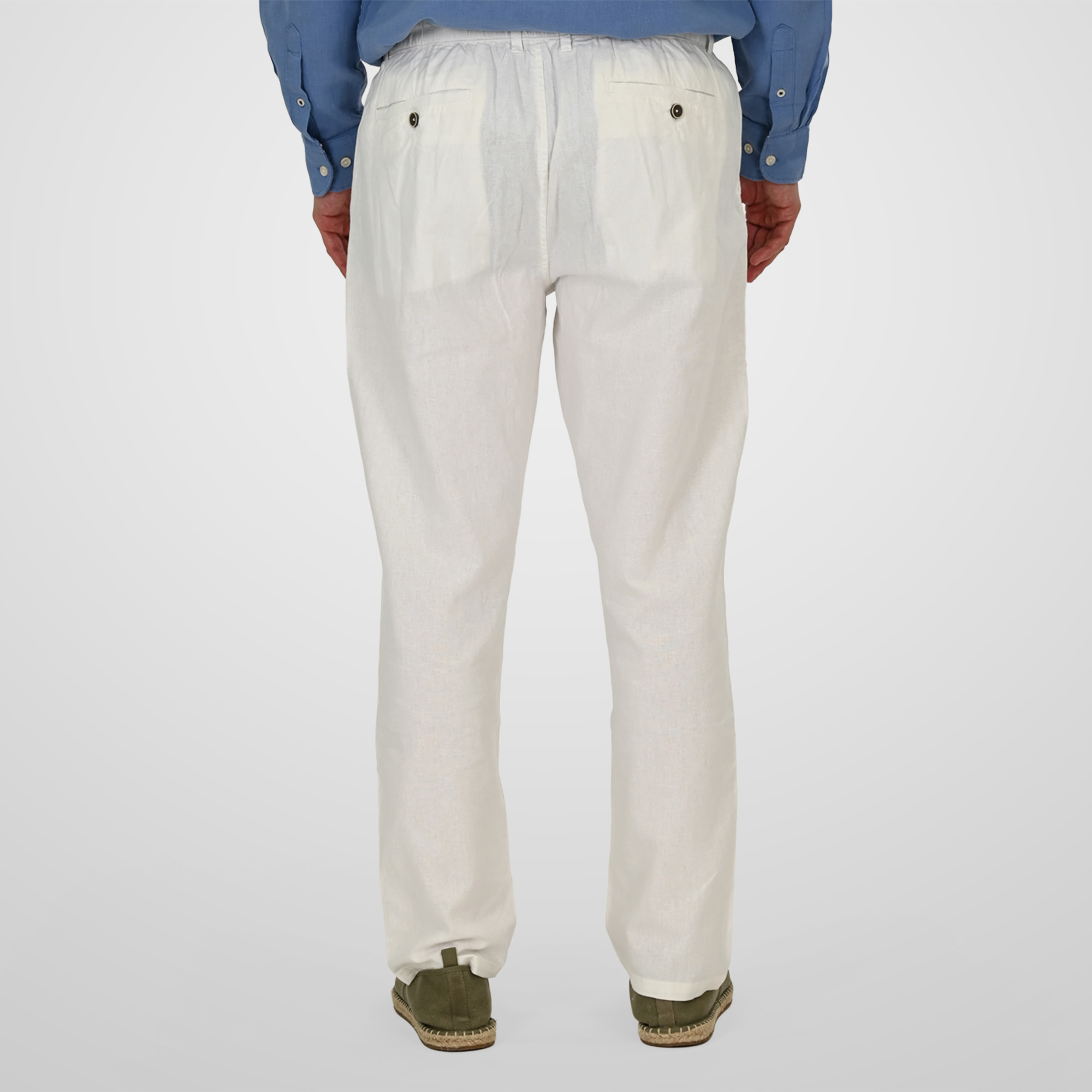 261CP-4104 CHINOS LINEN BLEND PANTS WITH ELASTICATED WAISTBAND LINEN WHITE - Image 4
