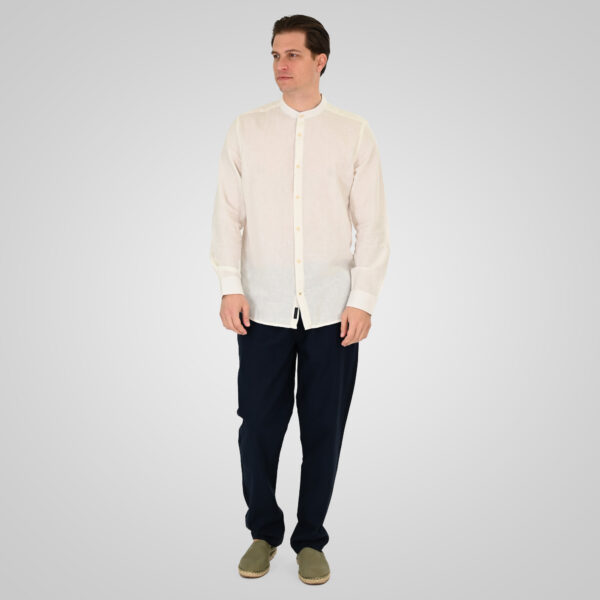 261CP-4104 CHINOS LINEN BLEND PANTS WITH ELASTICATED WAISTBAND NAVY