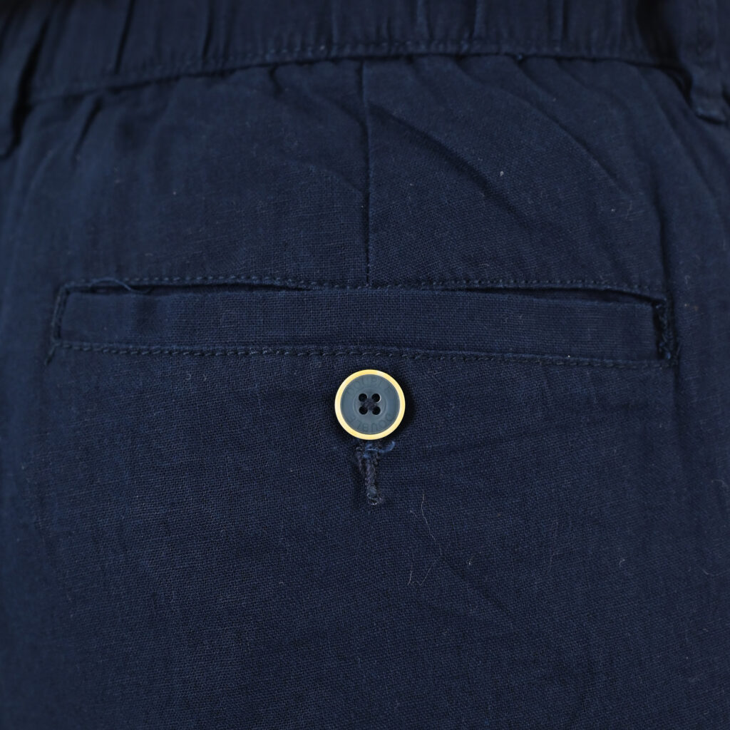 261CP-4104 CHINOS LINEN BLEND PANTS WITH ELASTICATED WAISTBAND NAVY
