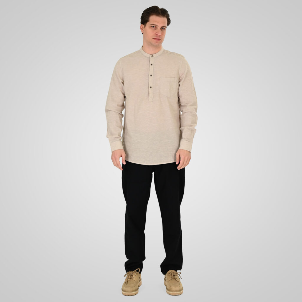 261CP-4104 CHINOS LINEN BLEND PANTS WITH ELASTICATED WAISTBAND BLACK
