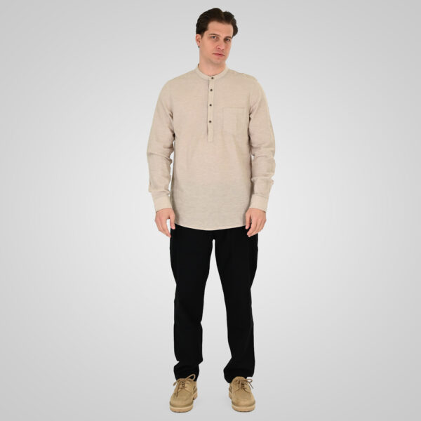 261CP-4104 CHINOS LINEN BLEND PANTS WITH ELASTICATED WAISTBAND BLACK