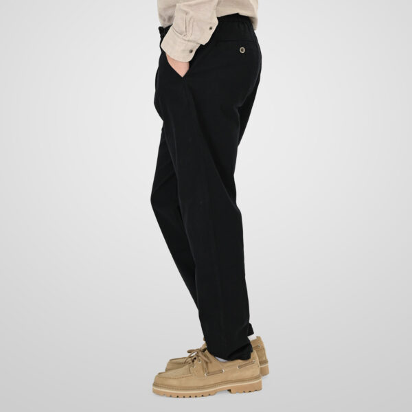 261CP-4104 CHINOS LINEN BLEND PANTS WITH ELASTICATED WAISTBAND BLACK