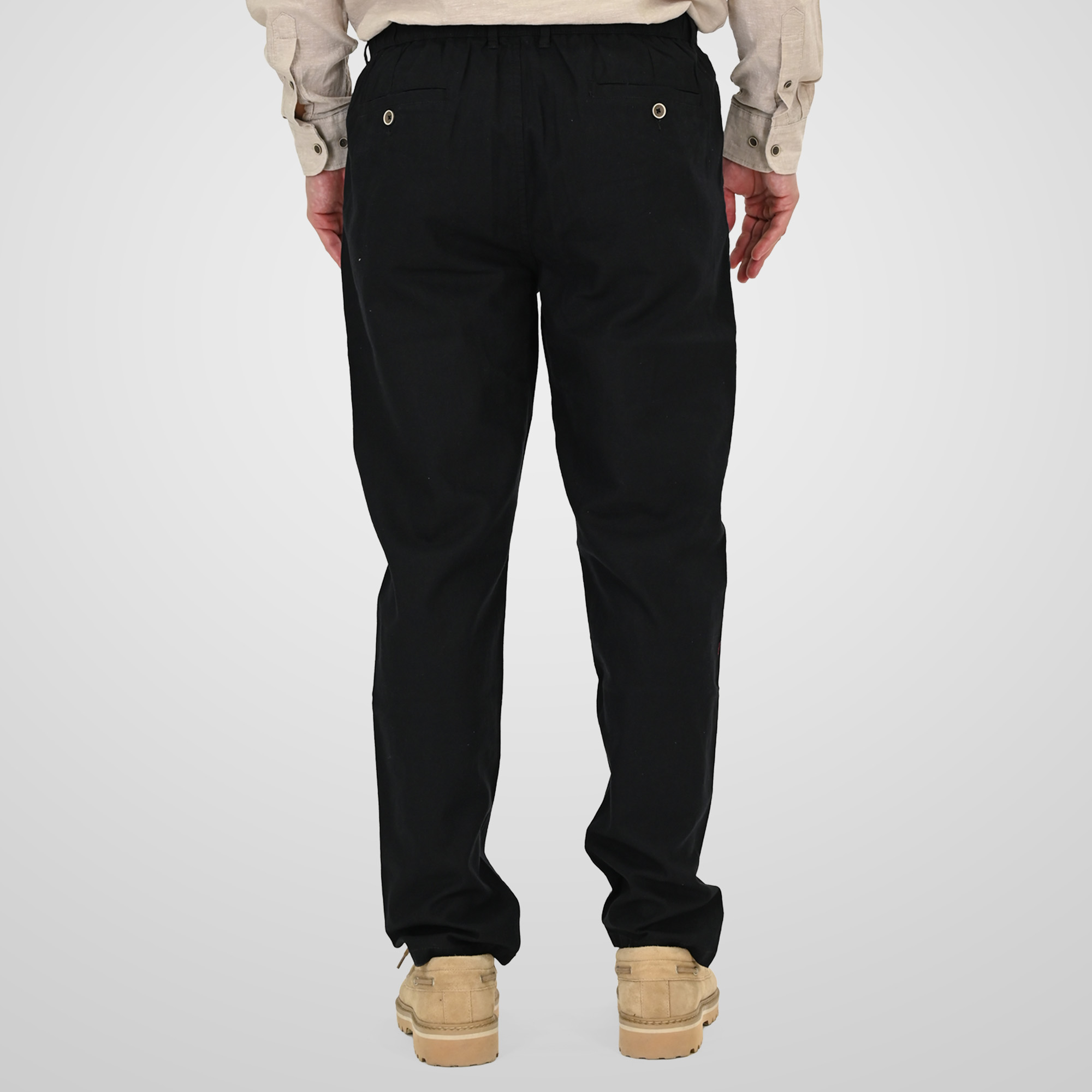261CP-4104 CHINOS LINEN BLEND PANTS WITH ELASTICATED WAISTBAND BLACK - Image 4