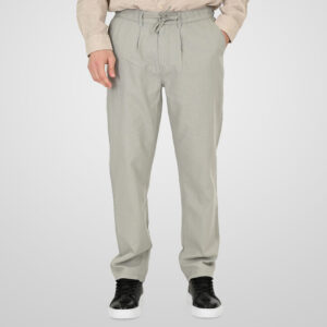 261CP-4104 CHINOS LINEN BLEND PANTS WITH ELASTICATED WAISTBAND SMOKE GREEN