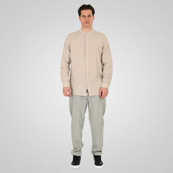 261CP-4104 CHINOS LINEN BLEND PANTS WITH ELASTICATED WAISTBAND SMOKE GREEN