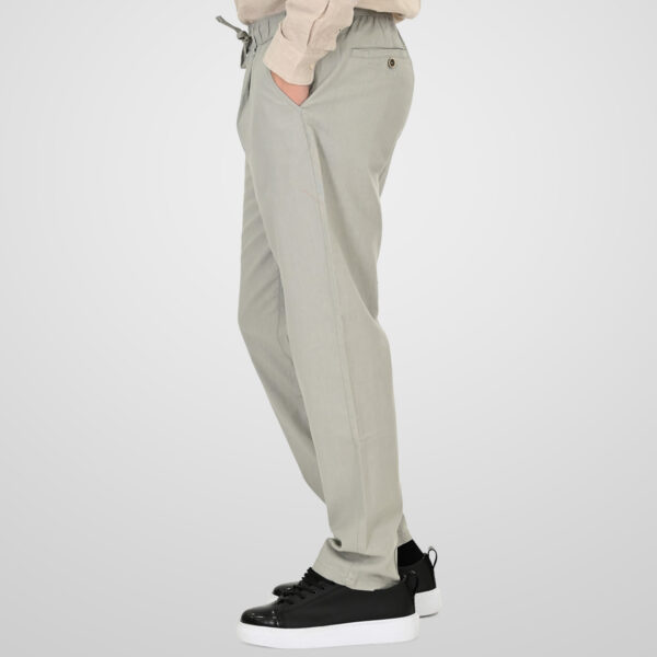 261CP-4104 CHINOS LINEN BLEND PANTS WITH ELASTICATED WAISTBAND SMOKE GREEN