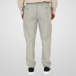 261CP-4104 CHINOS LINEN BLEND PANTS WITH ELASTICATED WAISTBAND SMOKE GREEN - Image 4