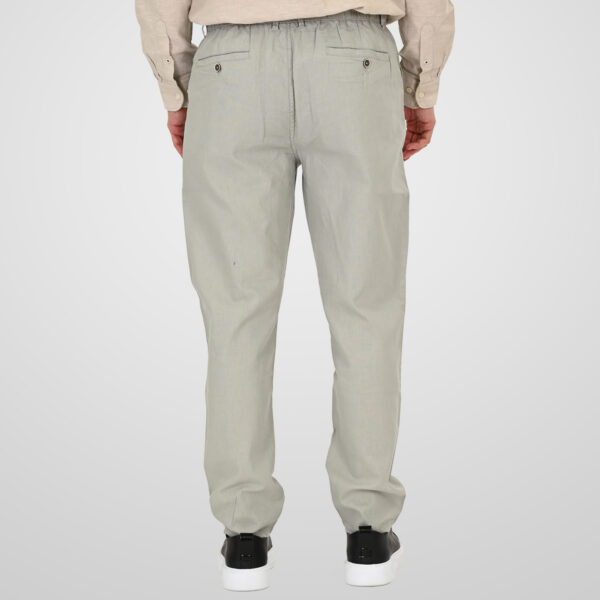 261CP-4104 CHINOS LINEN BLEND PANTS WITH ELASTICATED WAISTBAND SMOKE GREEN
