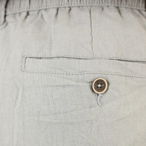 261CP-4104 CHINOS LINEN BLEND PANTS WITH ELASTICATED WAISTBAND SMOKE GREEN - Image 5