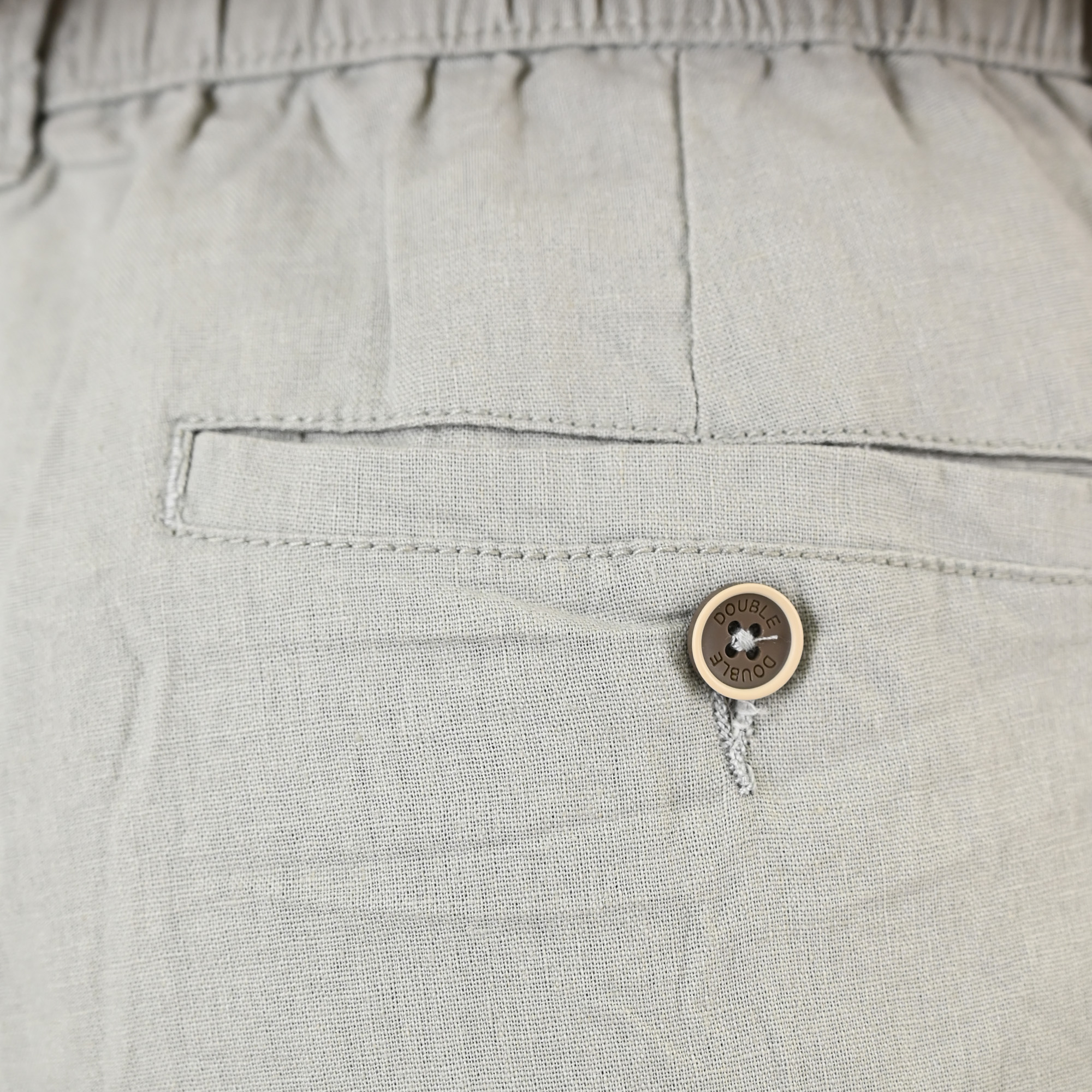 261CP-4104 CHINOS LINEN BLEND PANTS WITH ELASTICATED WAISTBAND SMOKE GREEN - Image 5
