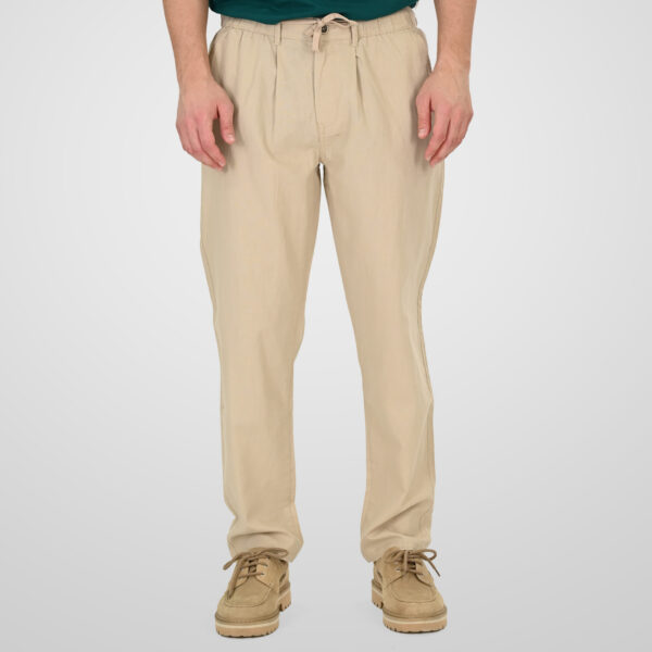 261CP-4104 CHINOS LINEN BLEND PANTS WITH ELASTICATED WAISTBAND LT BEIGE