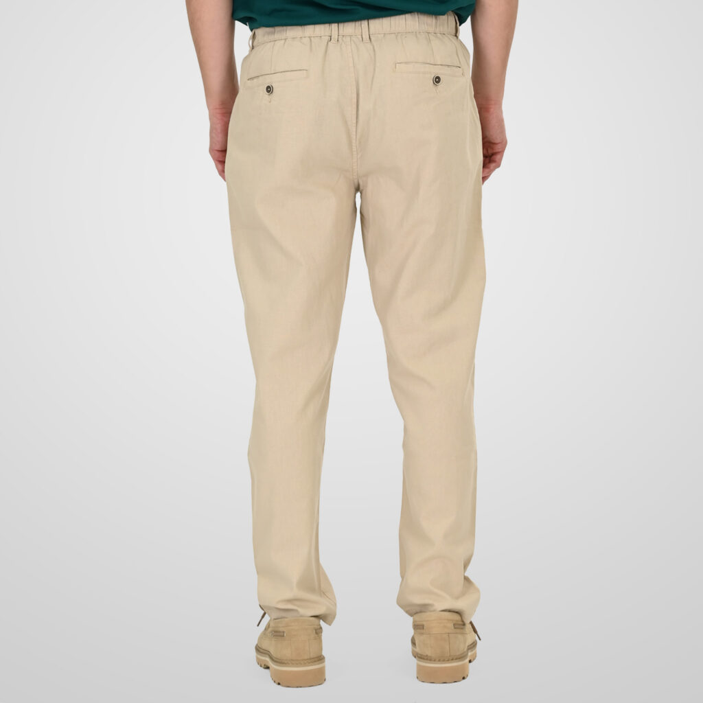 261CP-4104 CHINOS LINEN BLEND PANTS WITH ELASTICATED WAISTBAND LT BEIGE