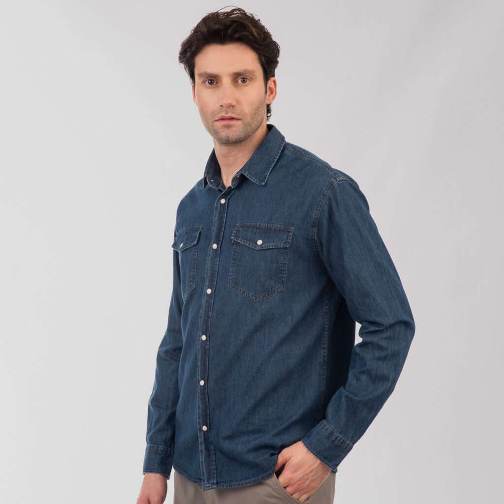 261DS-5067 NOS DENIM SHIRTS WITH SNAP BUTTONS MIDDLE DENIM BLUE