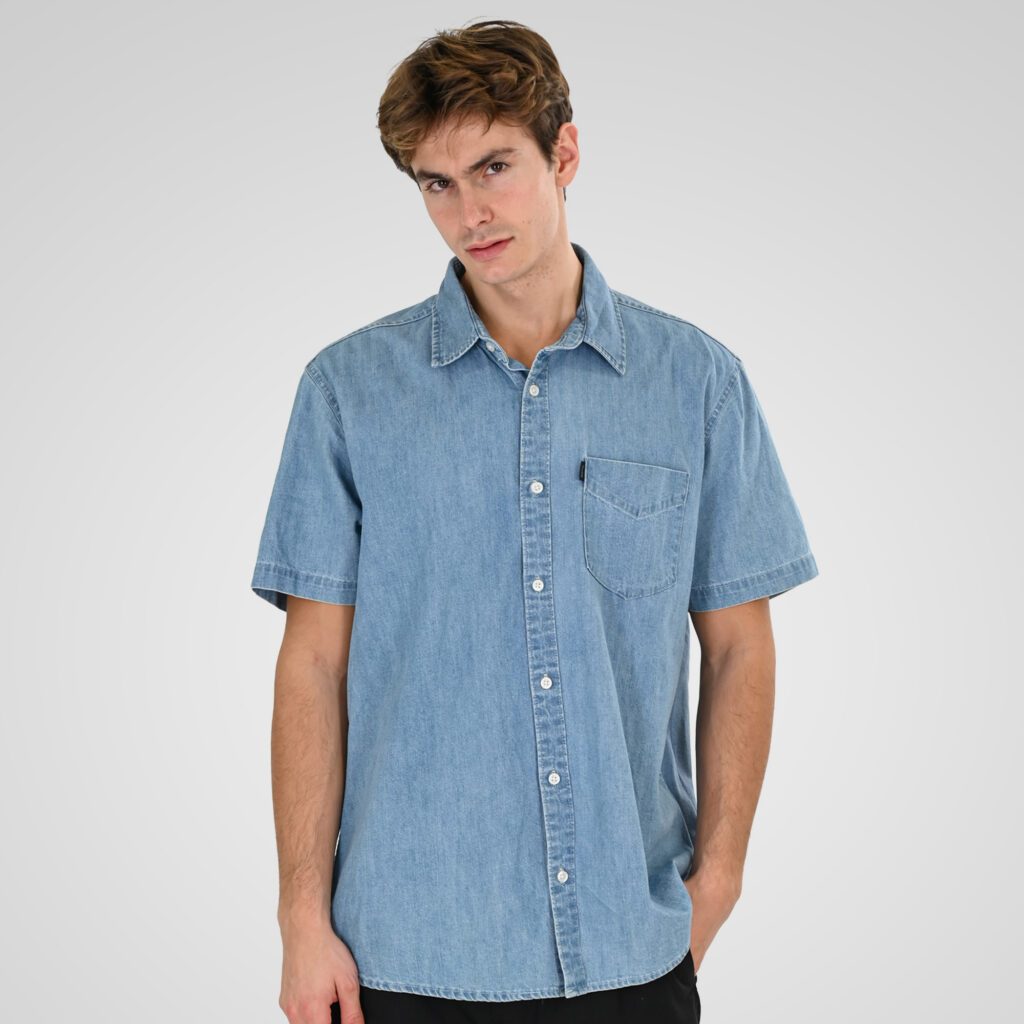 261DS-5153 DENIM SHIRT SHORT SLEEVE LIGHT DENIM BLUE