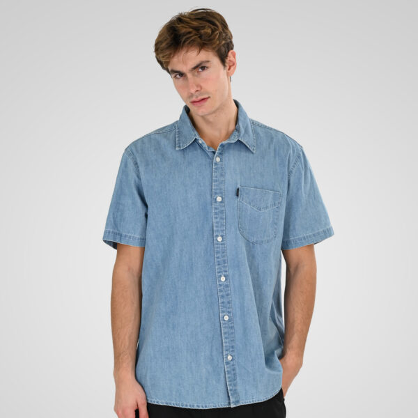 261DS-5153 DENIM SHIRT SHORT SLEEVE LIGHT DENIM BLUE