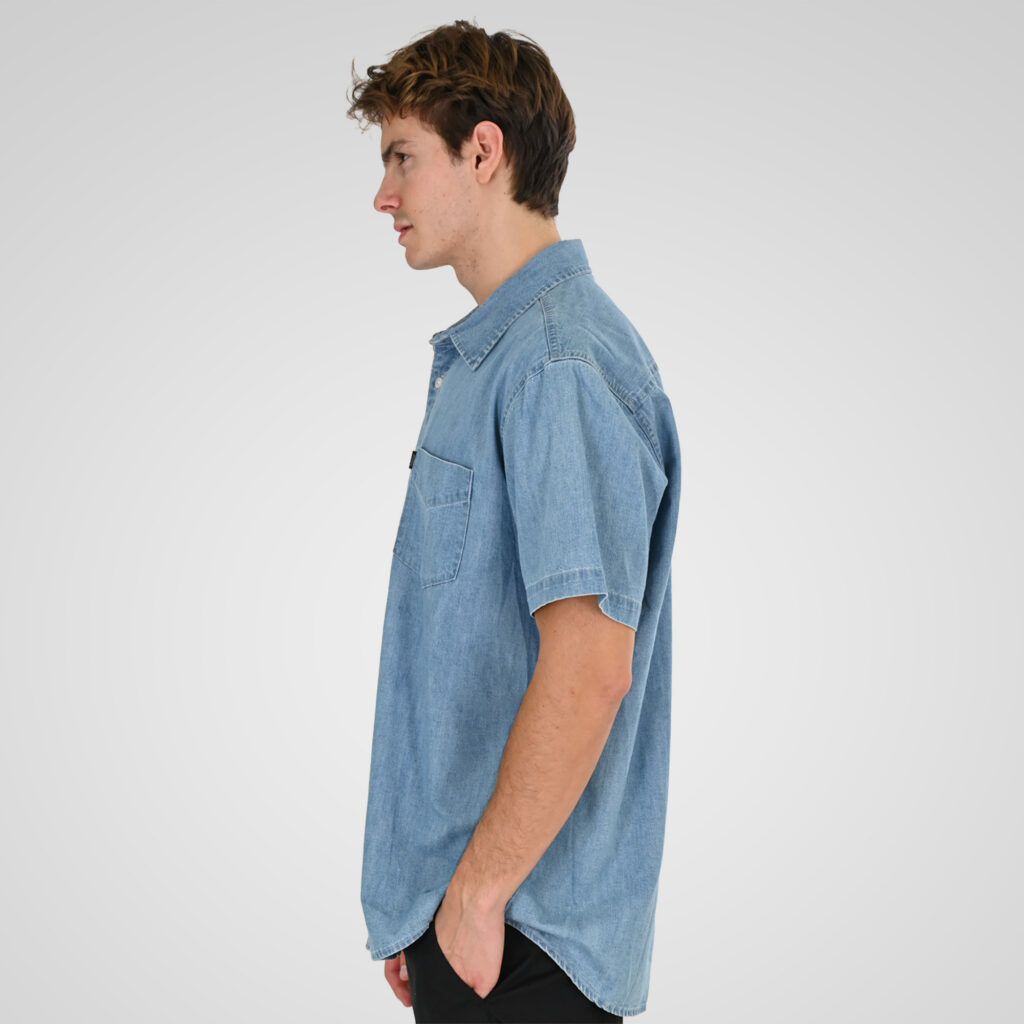 261DS-5153 DENIM SHIRT SHORT SLEEVE LIGHT DENIM BLUE