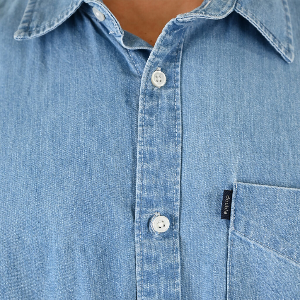 261DS-5153 DENIM SHIRT SHORT SLEEVE LIGHT DENIM BLUE