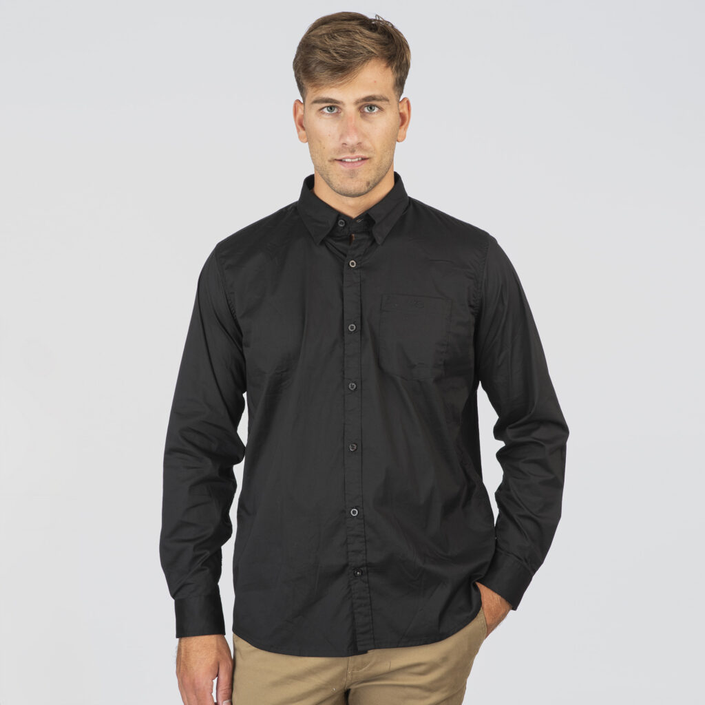 261GS-5072 NOS SHIRTS WITH CHEST POCKET AND DENSE EMBROIDERY BLACK