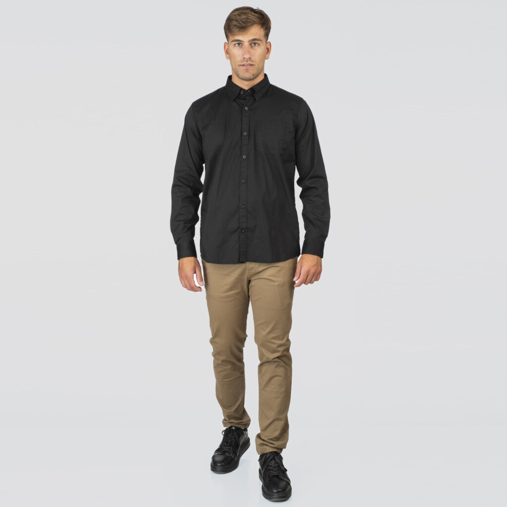 261GS-5072 NOS SHIRTS WITH CHEST POCKET AND DENSE EMBROIDERY BLACK