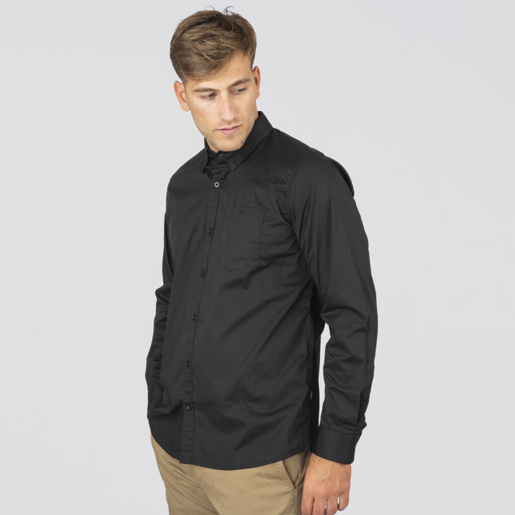 261GS-5072 NOS SHIRTS WITH CHEST POCKET AND DENSE EMBROIDERY BLACK